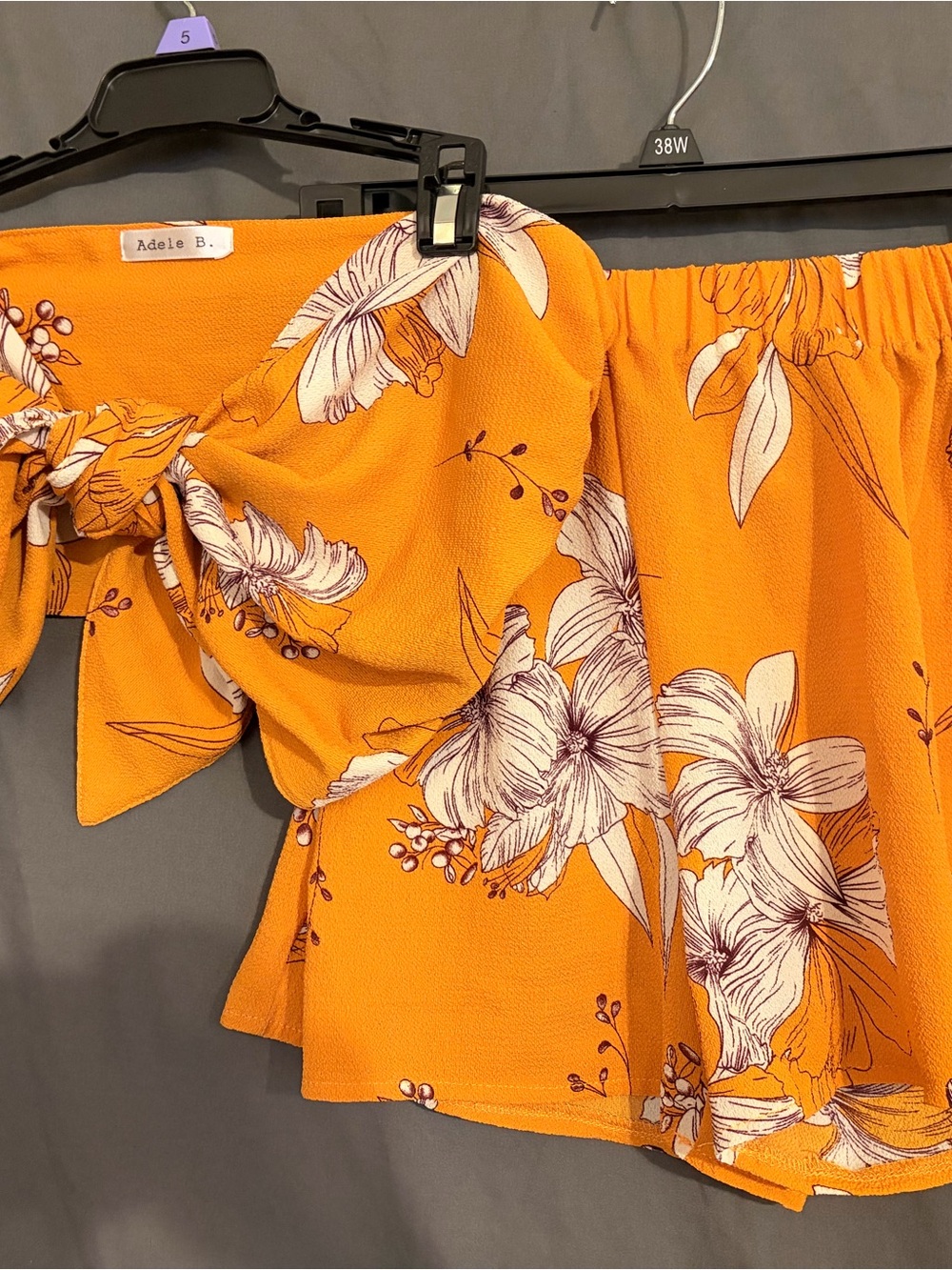 Orange Floral Off-Shoulder Romper